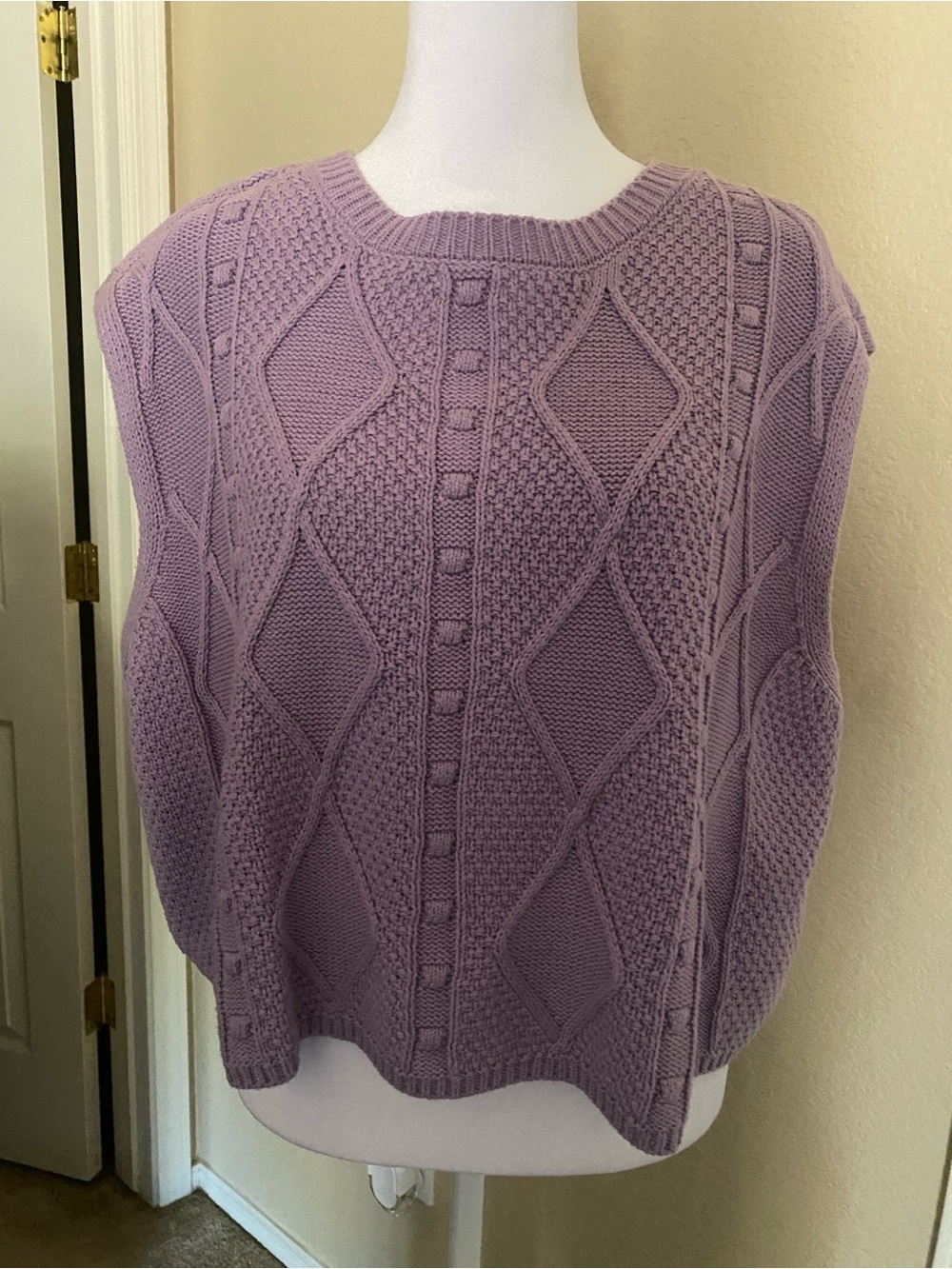 Lavender Cable Knit Women’s Sweater -preppy academia